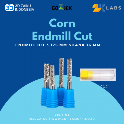 ZKLabs Mata Spindle CNC Corn End Mill Bit 3,175 mm shank 16 mm CEL